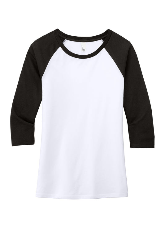District Women's Perfect Tri 3/4-Sleeve Raglan. DM136L