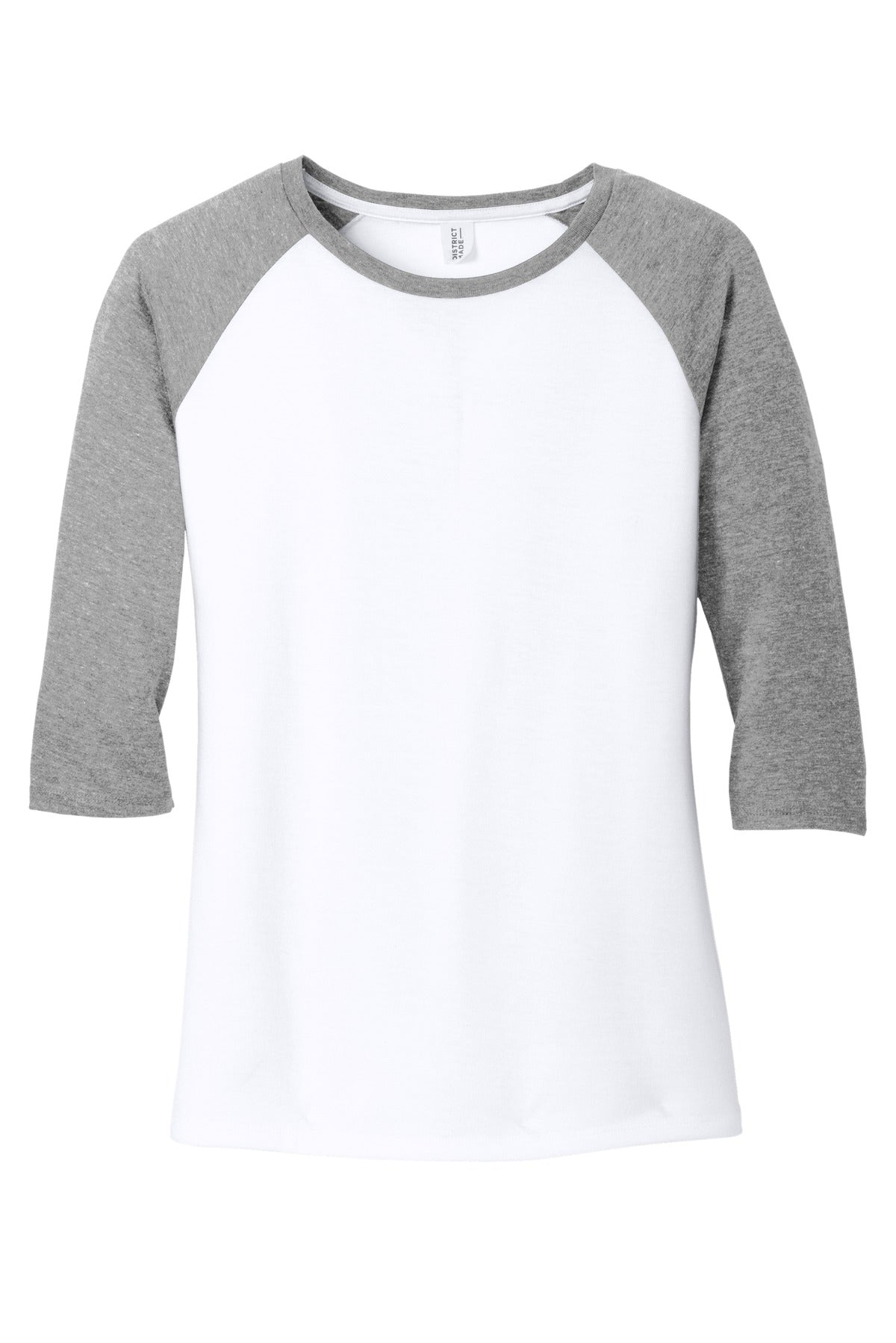 District Women's Perfect Tri 3/4-Sleeve Raglan. DM136L
