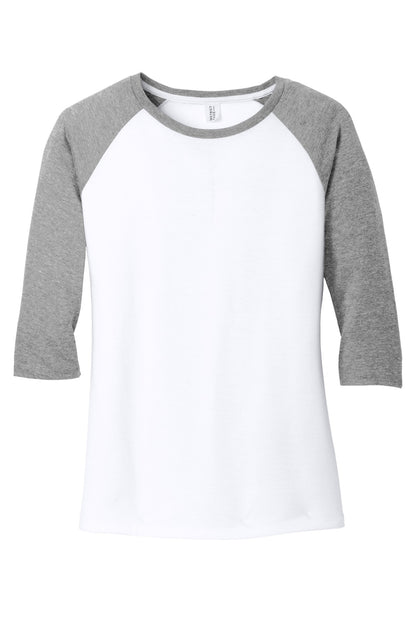 District Women's Perfect Tri 3/4-Sleeve Raglan. DM136L