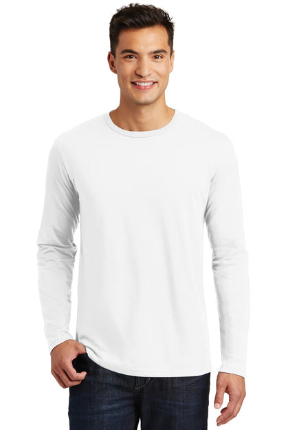 Front View of Bright White District Perfect Weight Long Sleeve Tee. DT105  - XS