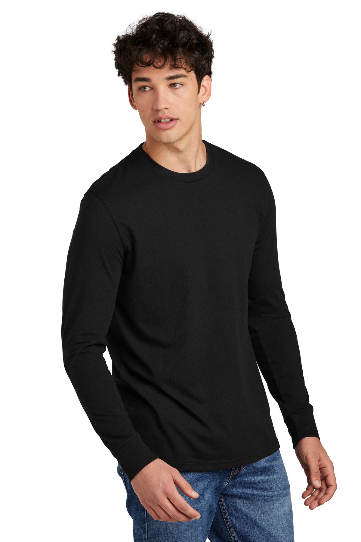 Front View of Black District Perfect Blend CVC Long Sleeve Tee DT109  - XS