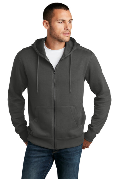 Front View of Charcoal District Perfect Weight Fleece Full-Zip Hoodie DT1103  - XS