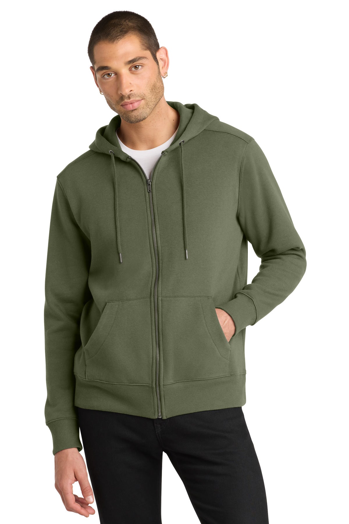 District Perfect Weight Fleece Full-Zip Hoodie DT1103