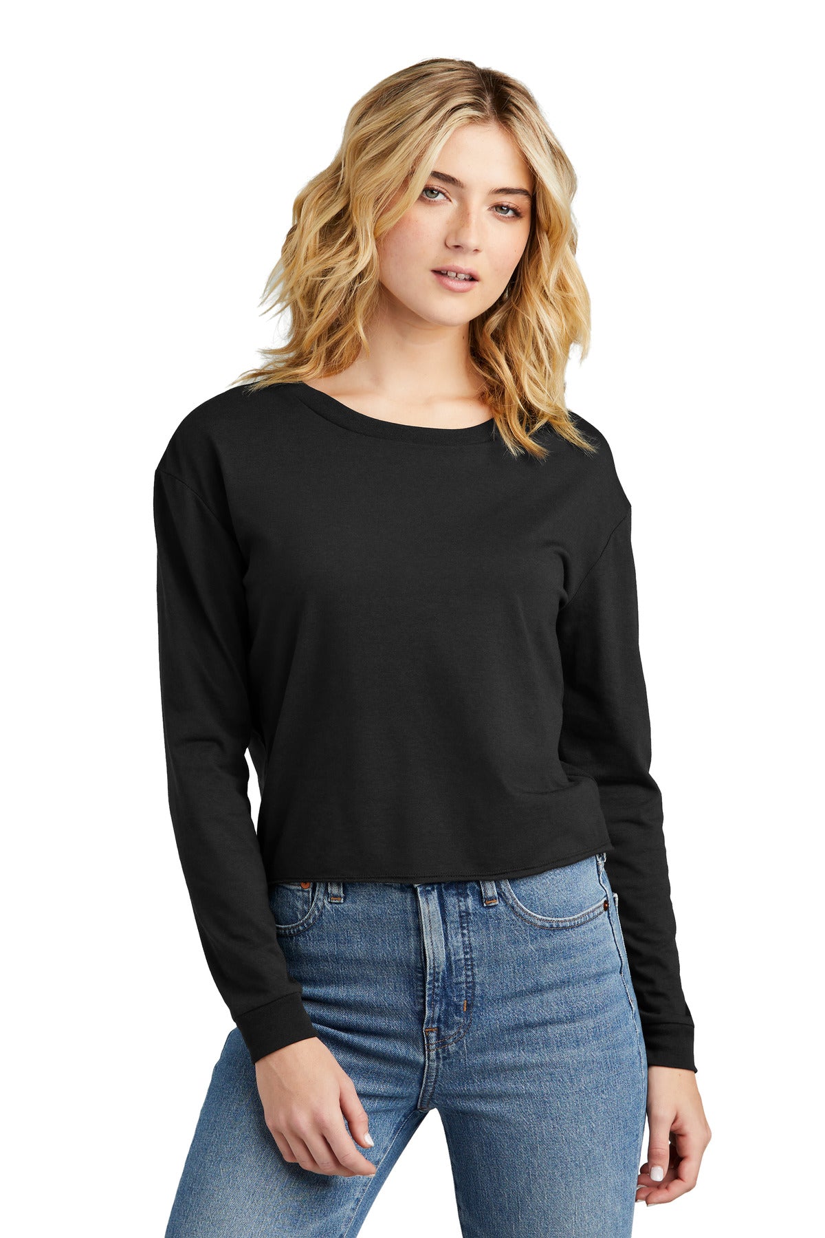 Front View of Black District Women's Perfect Tri Midi Long Sleeve Tee DT141  - XS