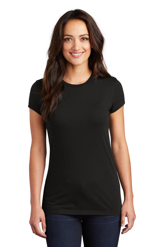 Front View of Black District Women's Fitted Perfect Tri Tee. DT155  - L