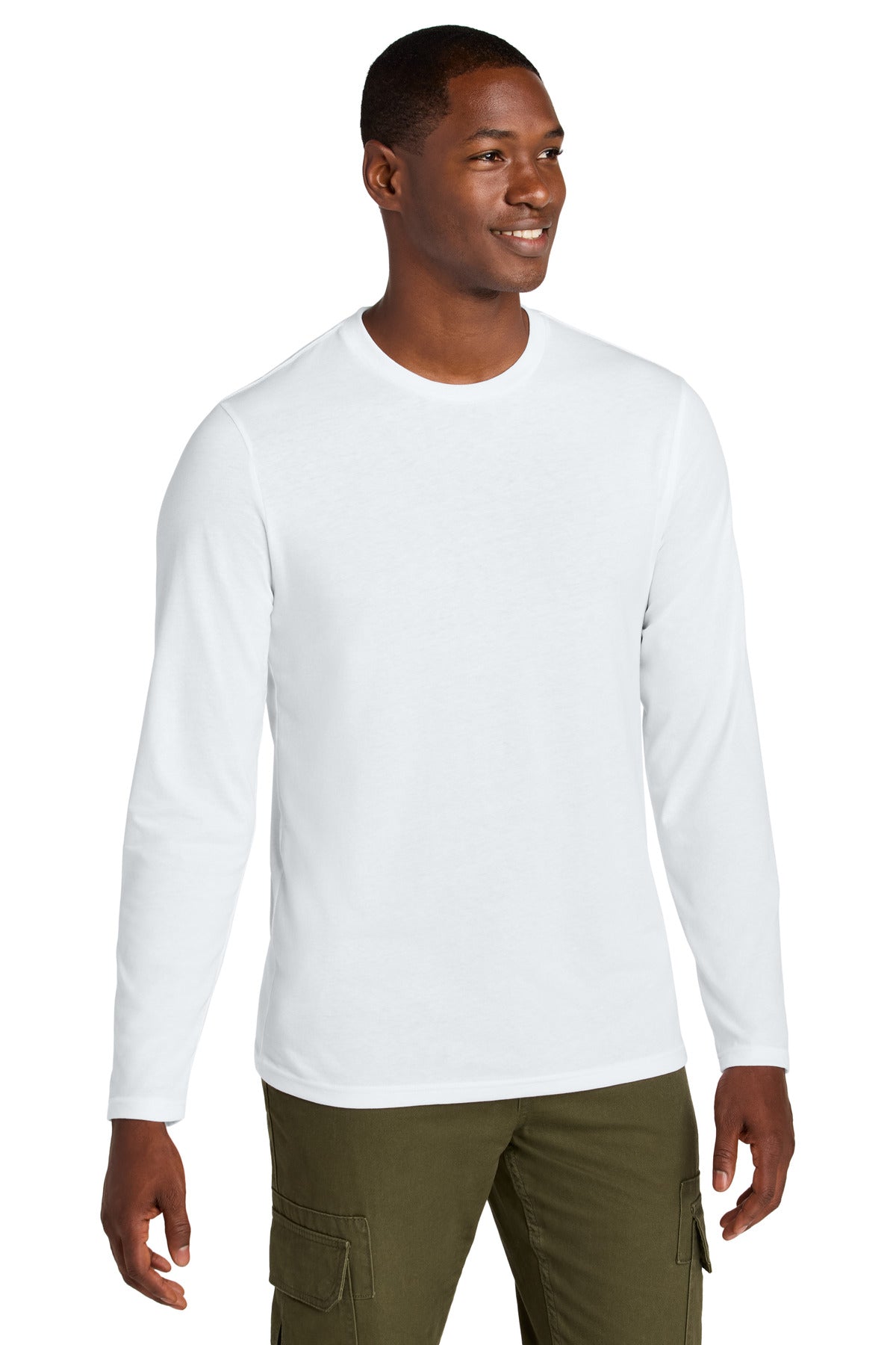 Front View of BrtWhite District Perfect Weight CVC Long Sleeve Tee DT185  - XS