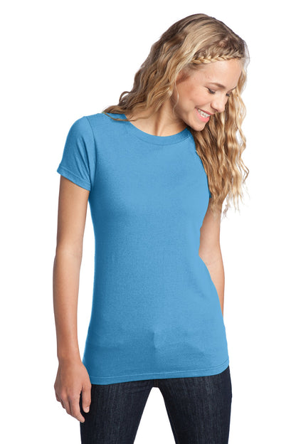 Front View of Aquatic Blue District Women's Fitted The Concert Tee DT5001  - 4XL