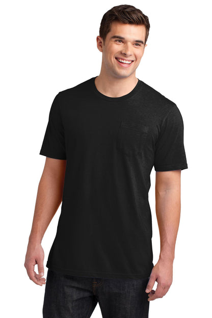 Front View of Black District Very Important Tee with Pocket. DT6000P  - XS
