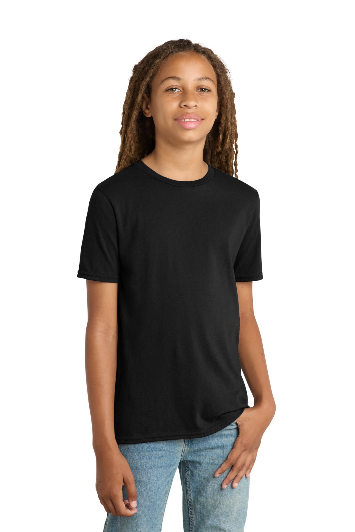 Front View of Black District Youth Very Important Tee . DT6000Y  - XS