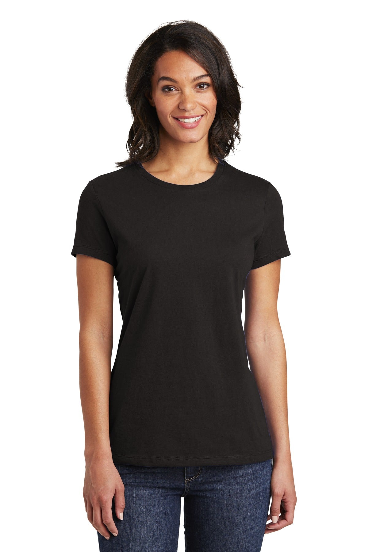 Front View of Black District Women's Very Important Tee . DT6002  - XS