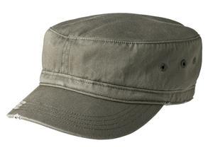 Black District Distressed Military Hat. DT605