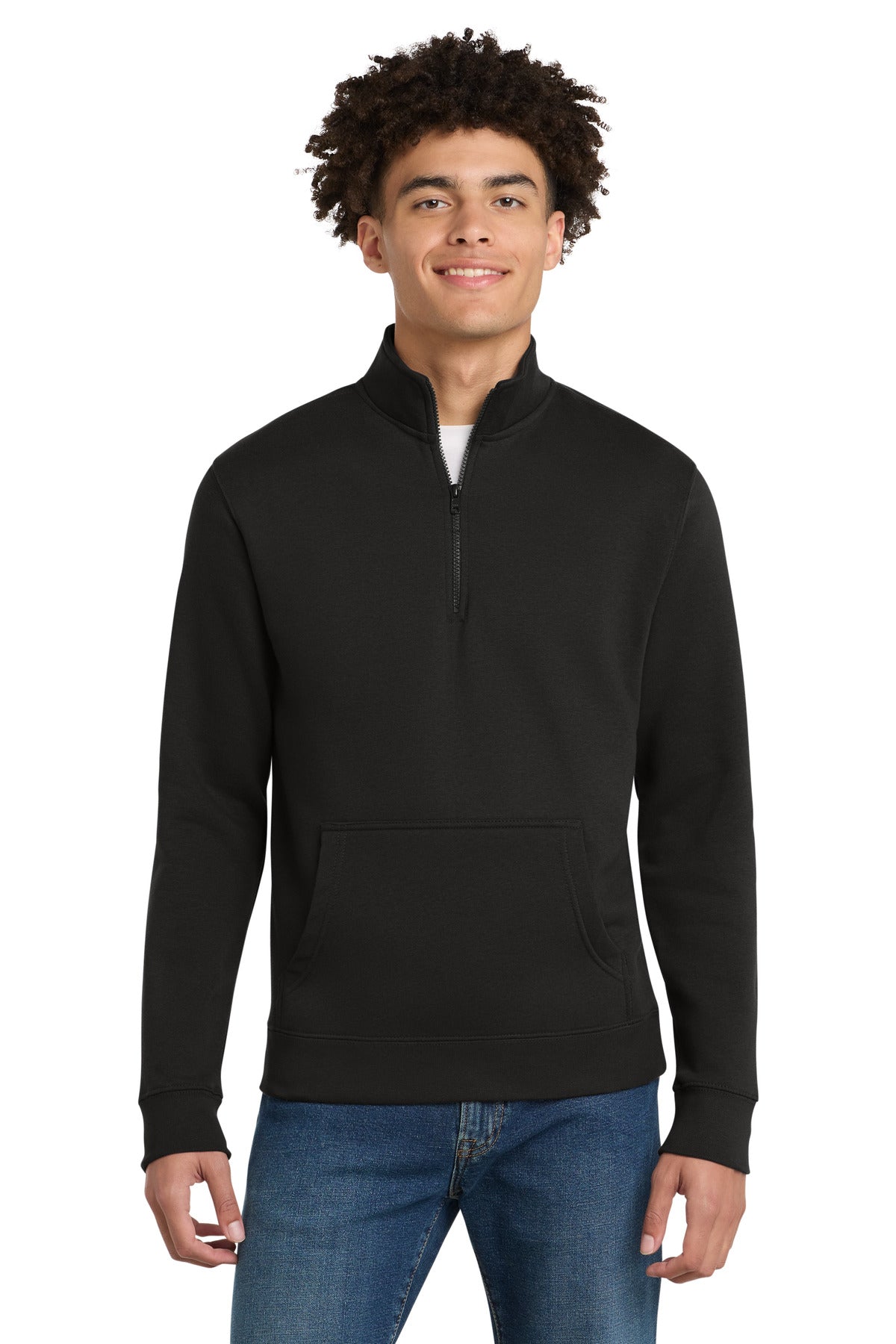 Front View of Black District V.I.T. Fleece 1/4-Zip DT6106  - XS
