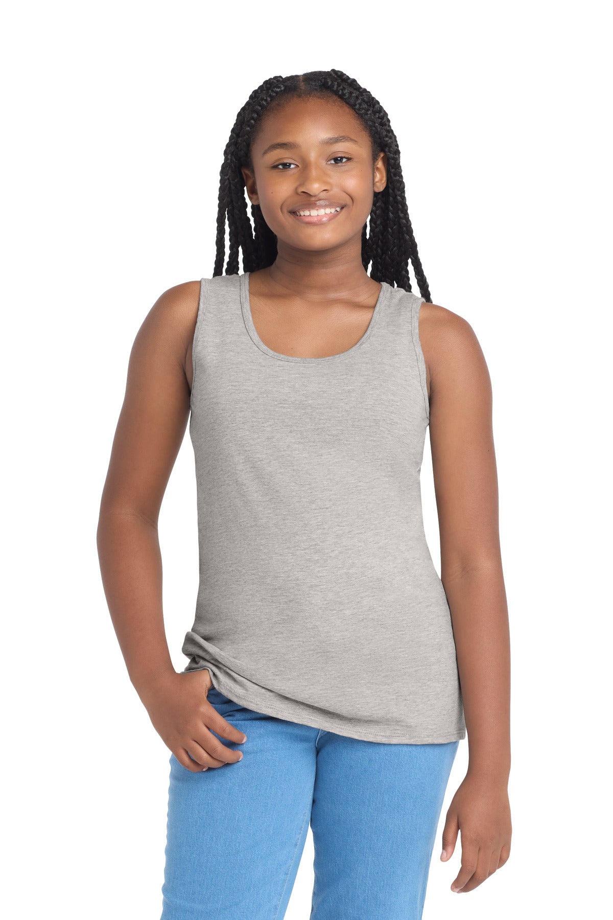 SanMar DT6303YG_lightheathergrey_model_front.jpg
