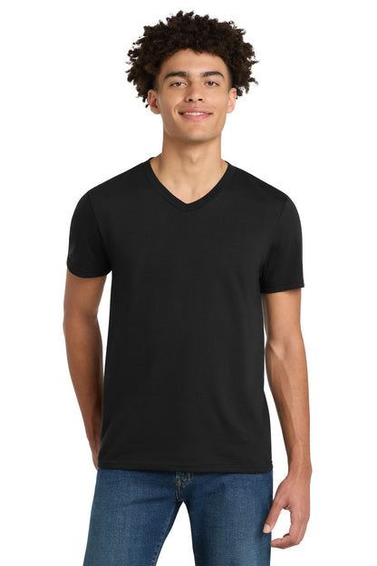Front View of Black District Very Important Tee V-Neck. DT6500  - XS