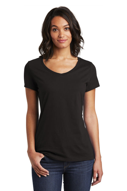 Front View of Black District Women's Very Important Tee V-Neck. DT6503  - 4XL