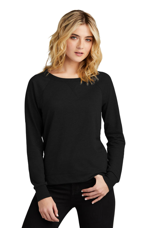Front View of Black District Women's Featherweight French Terry Long Sleeve Crewneck DT672  - XS