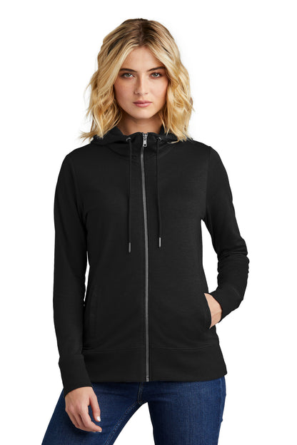 Front View of Black District Women's Featherweight French Terry Full-Zip Hoodie DT673  - 3XL
