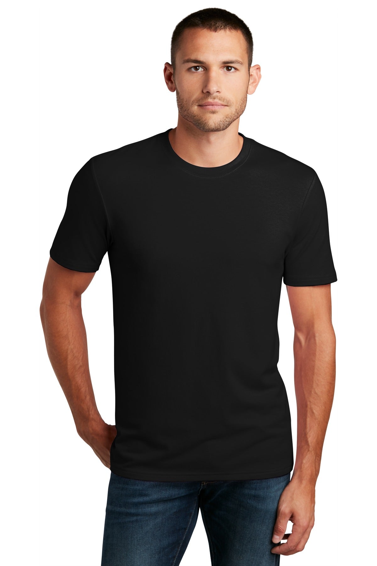 Front View of Black District Flex Tee DT7500  - XS