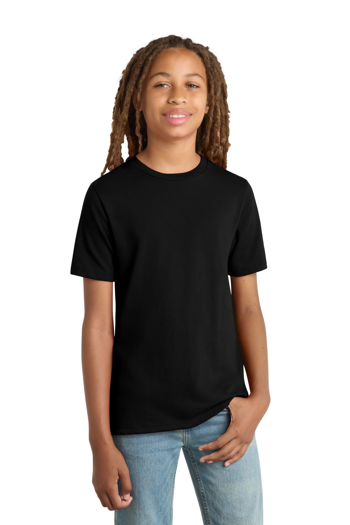 Front View of Black District Youth Re-Tee DT8000Y  - XS