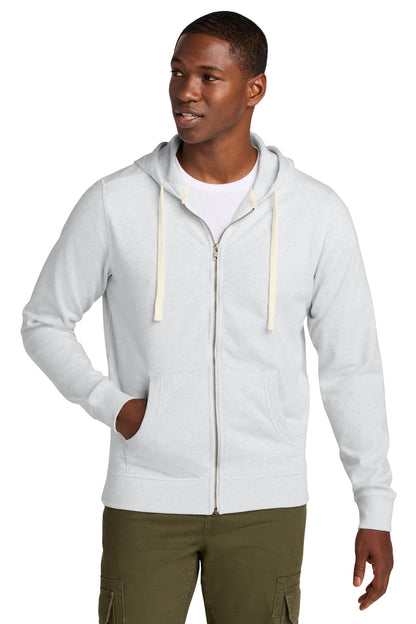 Front View of Ash District Re-Fleece Full-Zip Hoodie DT8102  - XS