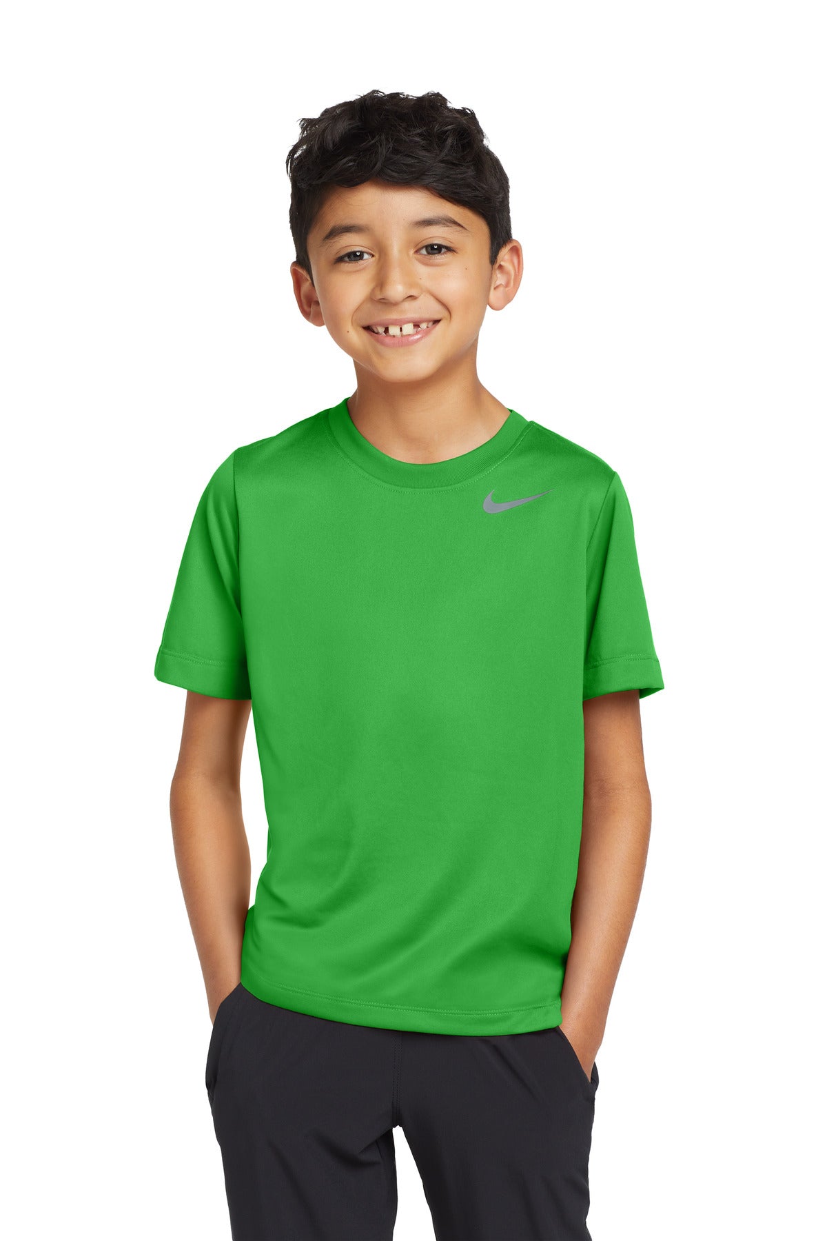 Front View of AppleGreen Nike Youth Team rLegend Tee DV7317  - XS