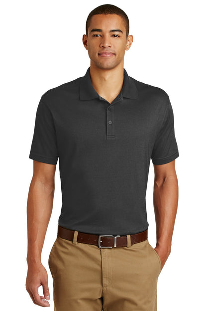 Front View of Black Eddie Bauer Performance Polo. EB102  - XS
