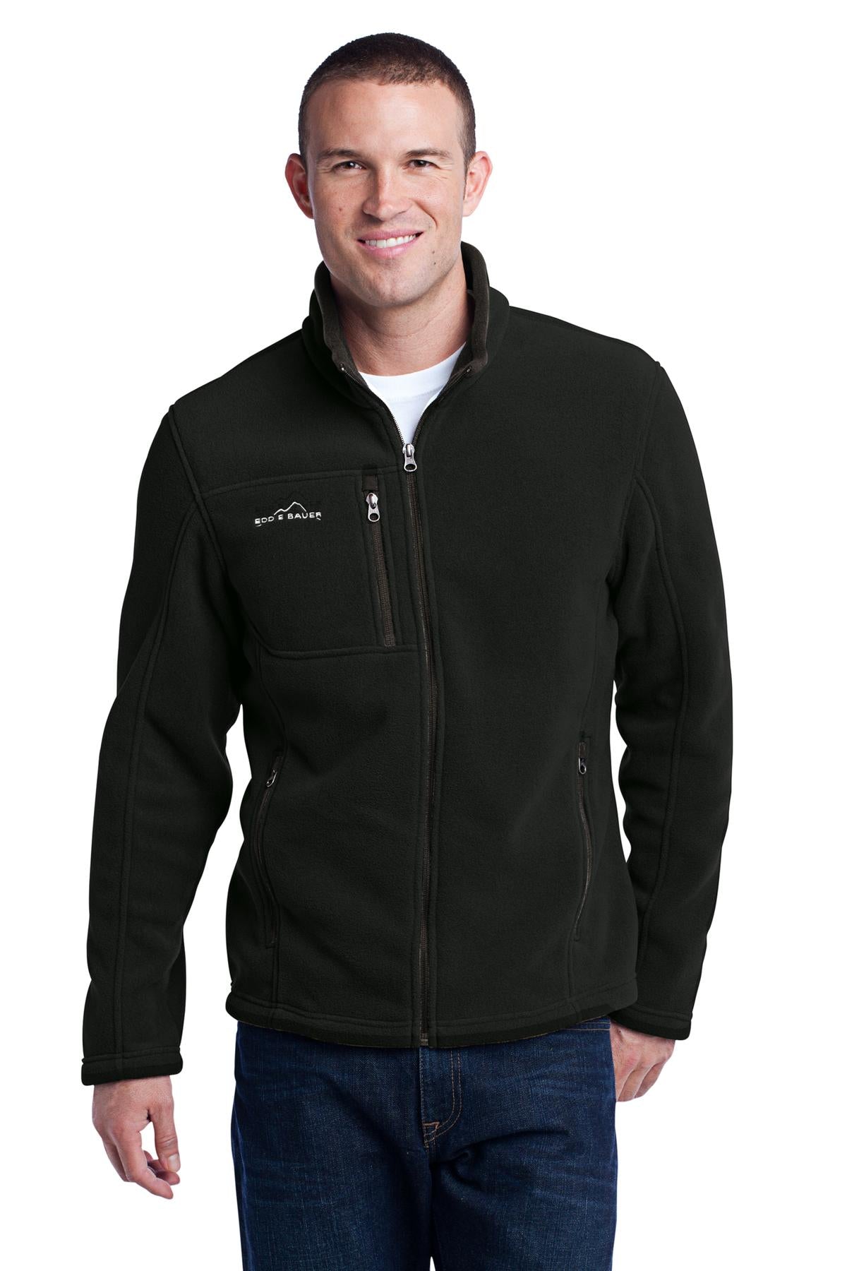 Front View of Black Eddie Bauer - Full-Zip Fleece Jacket. EB200  - XS