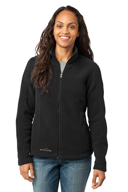 Front View of Black Eddie Bauer - Women's Full-Zip Fleece Jacket. EB201  - XS