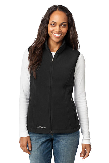 Front View of Black Eddie Bauer - Women's Fleece Vest. EB205  - XS