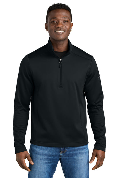 Front View of Black Eddie Bauer Smooth Mid Layer Fleece 1/2-Zip EB2360  - XS
