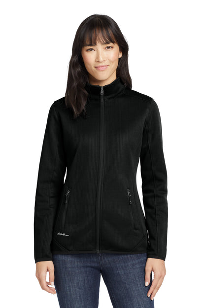 Front View of Black Eddie Bauer Women's Dash Full-Zip Fleece Jacket. EB243  - XS