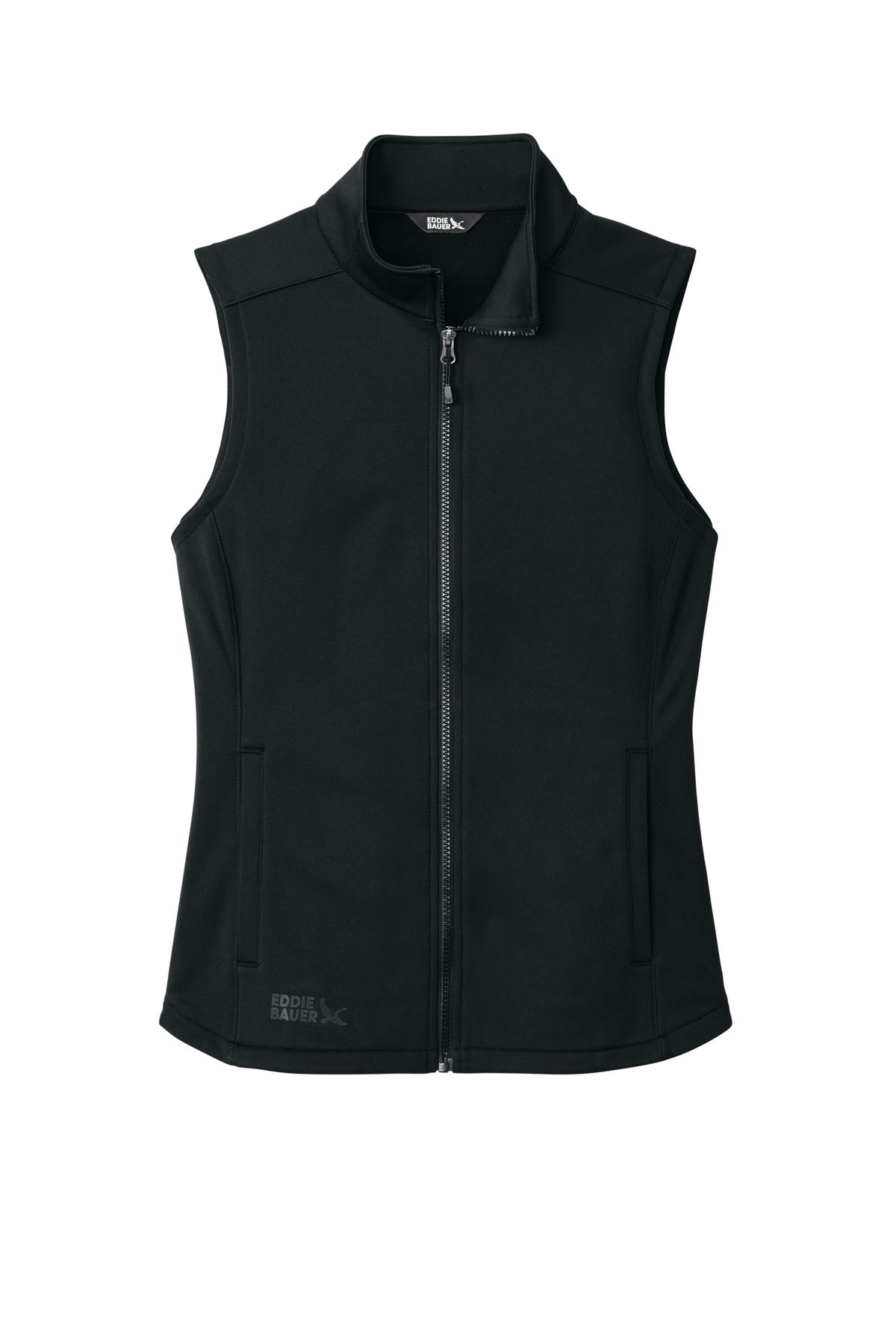 Front View of Black Eddie Bauer Women's Smooth Mid Layer Fleece Vest EB2570  - XS