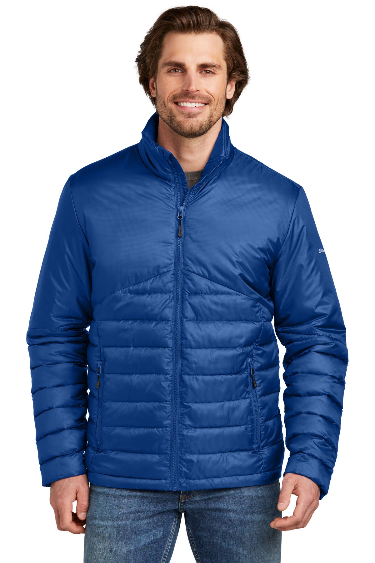 Front View of CobaltBl Eddie Bauer Quilted Jacket EB510  - XS