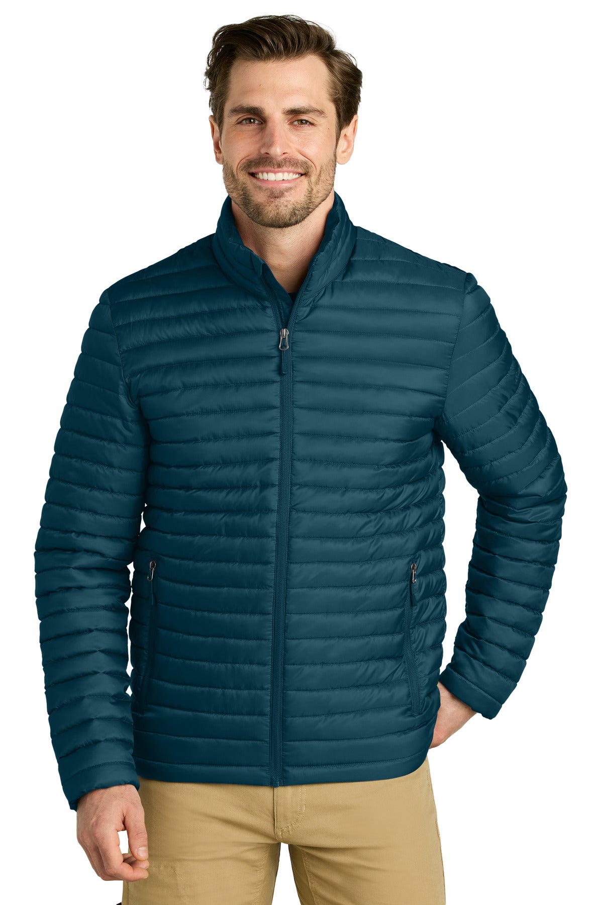 Front View of AdrBlue Eddie Bauer Packable Quilted Full-Zip EB514  - XS