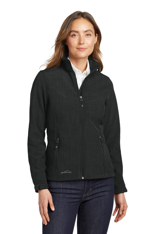 Front View of Black Eddie Bauer Women's Shaded Crosshatch Soft Shell Jacket. EB533  - XS