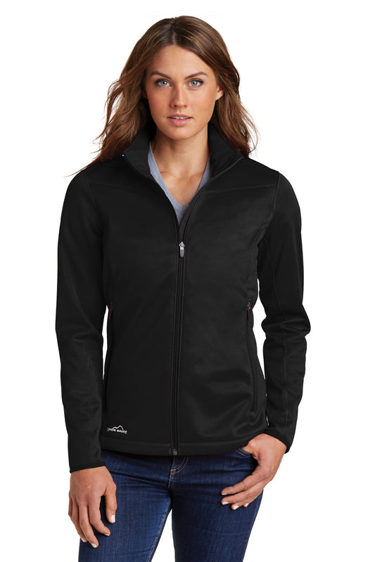 Front View of Black Eddie Bauer Women's Weather-Resist Soft Shell Jacket. EB539  - XS