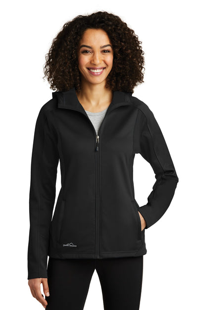Front View of Black/Black Eddie Bauer Women's Trail Soft Shell Jacket. EB543  - XS