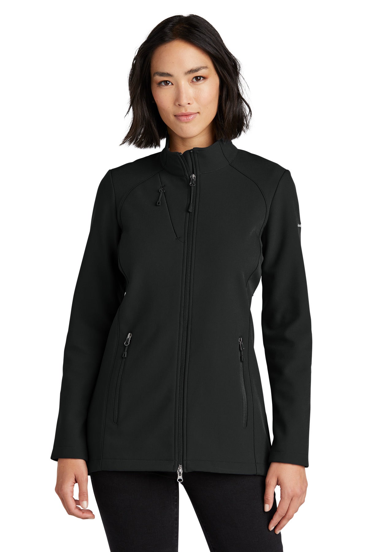 Front View of DeepBlack Eddie Bauer Women's Stretch Soft Shell Jacket EB545  - XS