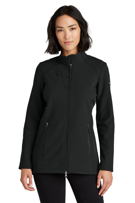 Front View of DeepBlack Eddie Bauer Women's Stretch Soft Shell Jacket EB545  - XS