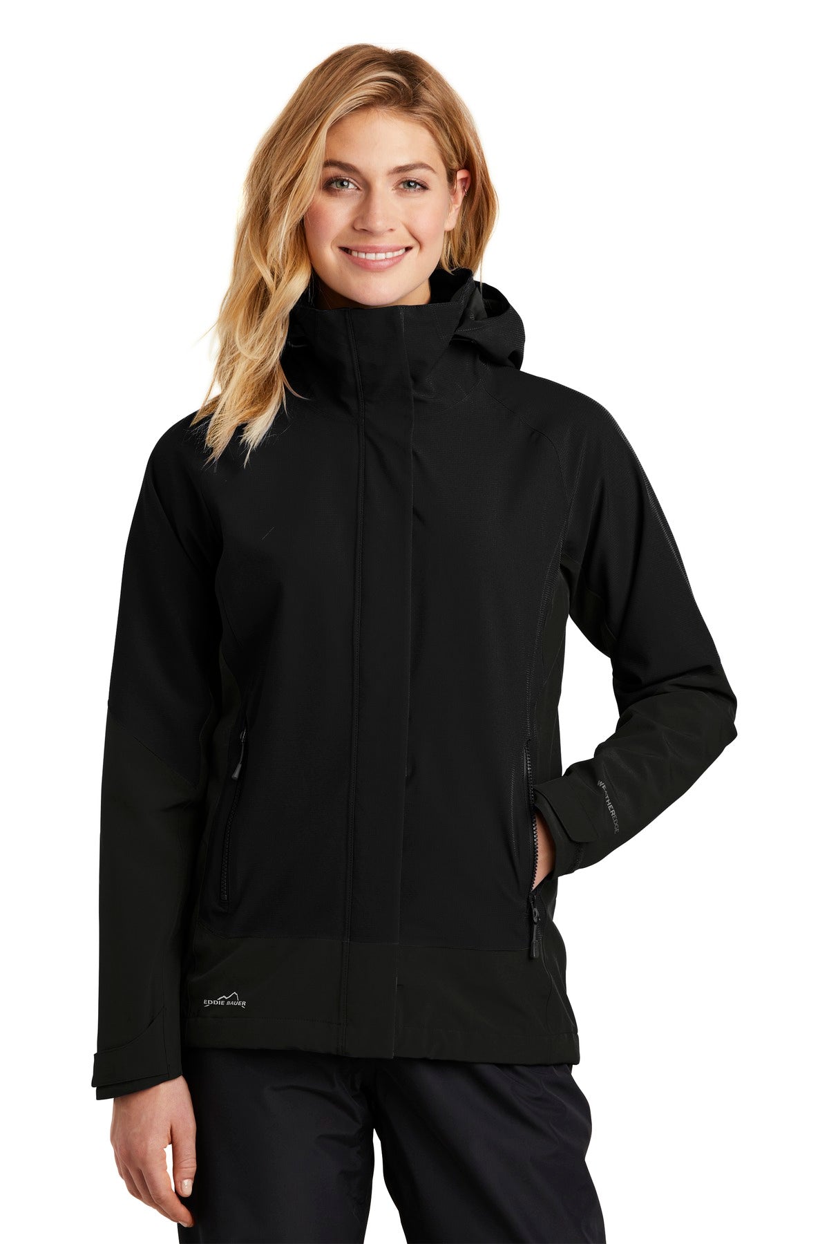 Front View of Black Eddie Bauer Women's WeatherEdge Jacket. EB559  - XS