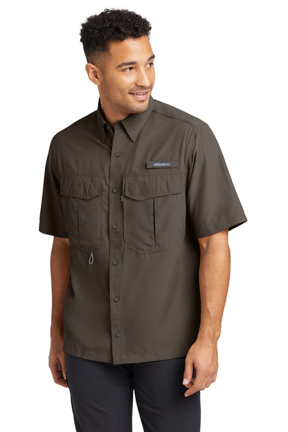 Front View of Boulder Eddie Bauer Short Sleeve Performance Fishing Shirt EB602  - XS