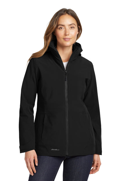 Front View of Black/Storm Gy Eddie Bauer Women's WeatherEdge 3-in-1 Jacket EB657  - XS