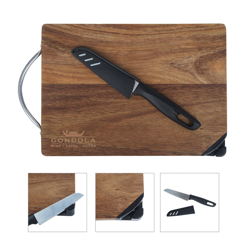 N/A Gordon Acacia Wood Cutting Board & Knife Set