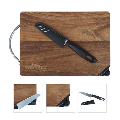 N/A Gordon Acacia Wood Cutting Board & Knife Set