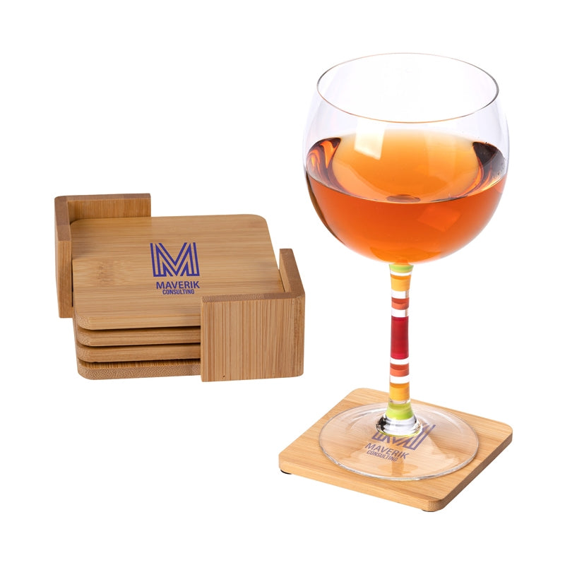 N/A Brandon IV 4-Piece Bamboo Coaster Set