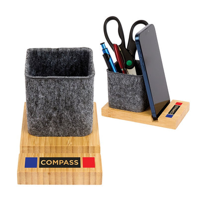 N/A Renton Recycled Felt and Bamboo Pen/Device/Card Holder