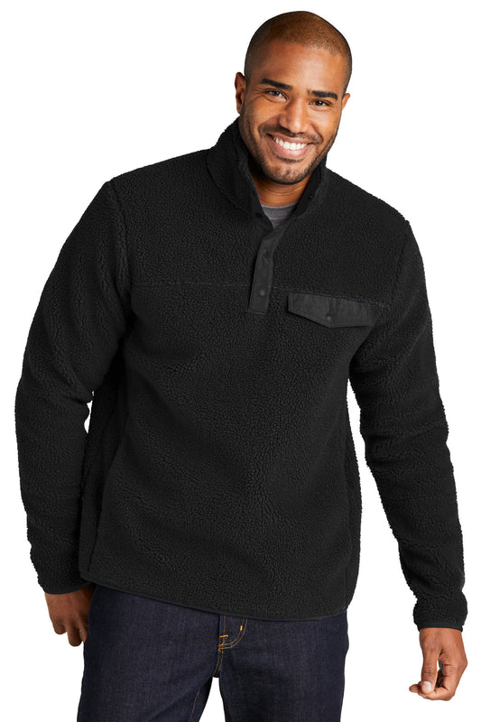 Front View of DeepBlack Port Authority Camp Fleece Snap Pullover F140  - XS