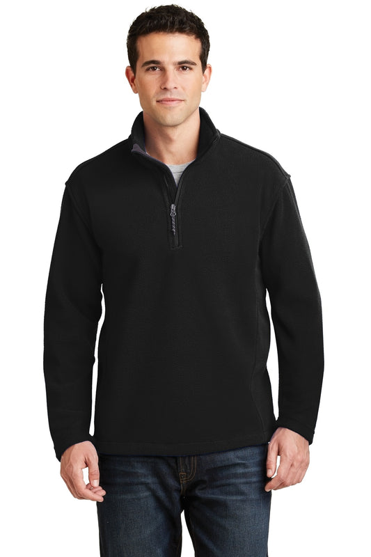 Front View of Black Port Authority Value Fleece 1/4-Zip Pullover. F218  - XS
