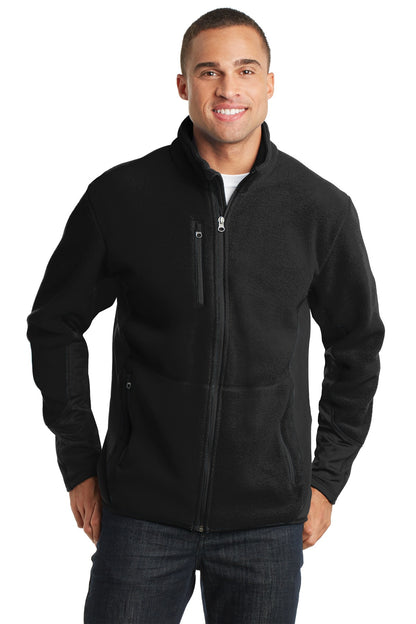 Front View of Black/Black Port Authority R-Tek Pro Fleece Full-Zip Jacket. F227  - XS