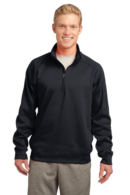 Front View of Black Sport-Tek Tech Fleece 1/4-Zip Pullover. F247  - XS